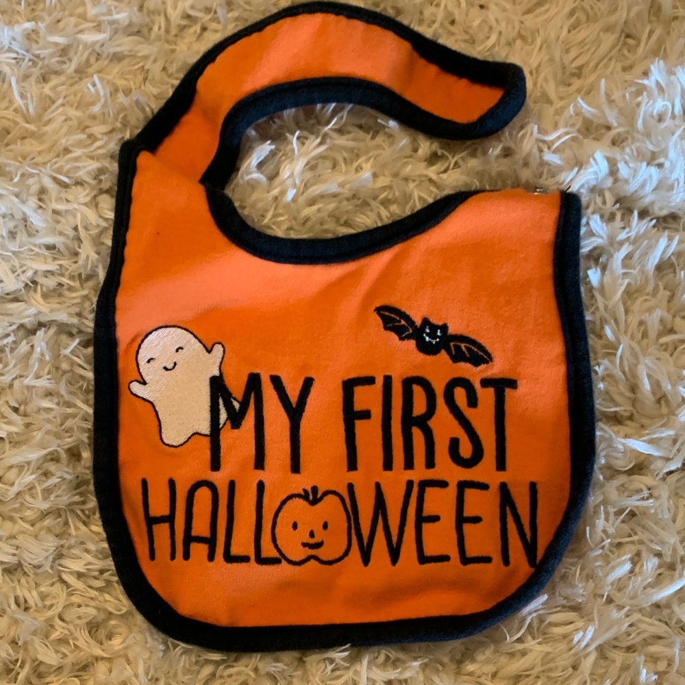 Carter's Orange Halloween Bib with Ghost and Bat